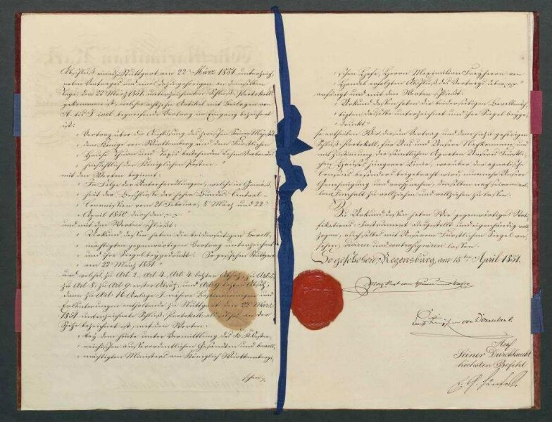 Vertrag zwischen Württemberg und dem Fürsten von Thurn und Taxis über die Auflösung des Postlehenvertrages vom 27. Juli 1819, 1851.