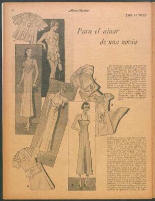Para el ajuar de una novia [Dibujos] : Para la mujer