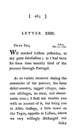 LETTER XXIII. - Lisbon. Dec. 21, 1780.