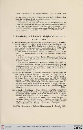 B. Persische und indische Original-Malereien (Nr. 162 - 182)