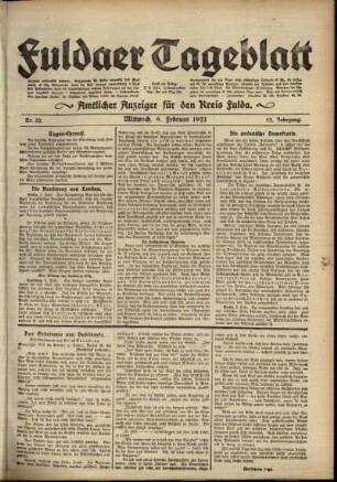 Ausgabe vom Mittwoch, den 09. Februar 1921.