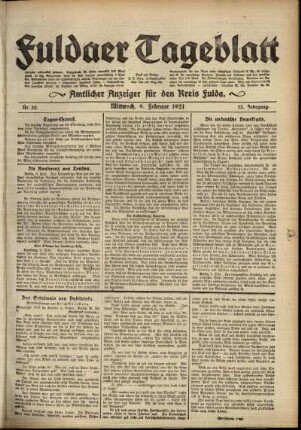Ausgabe vom Mittwoch, den 09. Februar 1921.