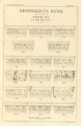 Plate X. Abhayagiriya ruins. Section IV. Viháré No. 2. Pillar capitals.