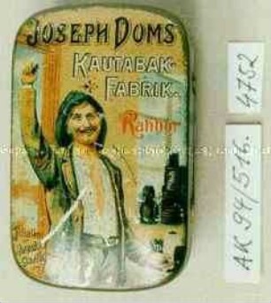 Automaten-Blechdose für Kautabak "JOSEPH DOMS KAUTABAK-FABRIK. Ratibor"