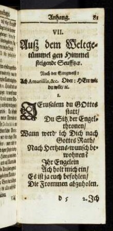 VII. Auf dem Weltgetümmel gen Himmel steigender Seufzer