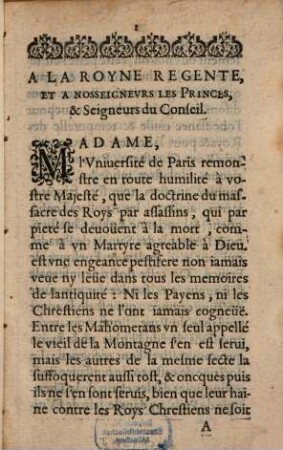 A La Royne Regente Et A Nosseigneurs Les Princes & Seigneurs du Conseil