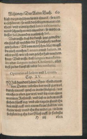 Operatio ad Solem und Lunam. Cap. XV.