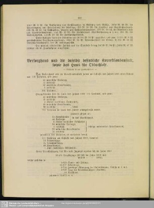 Versorghaus und die daselbst befindliche Korrektionsanstalt, sowie das Haus für Obdachlose