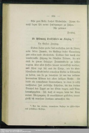 40. Widmung Treitschke's an Freytag. Berlin 31. Oktober 1871