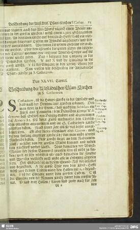 Das XLVII. Capitel. Beschreibung der Altstädtischen Pfarr-Kirchen zu S. Catharinen