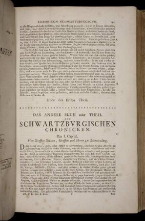 Das Andere Buch oder Theil der Schwartzburgischen Chronicken.