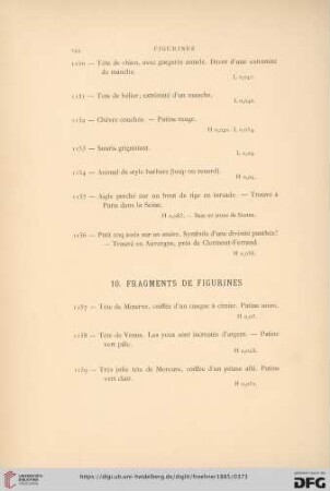 10. Fragments de Figurines (No. 1157 - 1165)