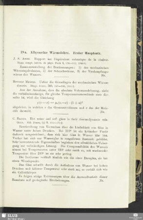 19a. Allgemeine Wärmetheorie. Erster Hauptsatz