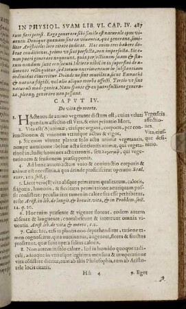 Caput IV. De vita & morte