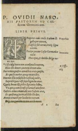 P. Ovidii Nasonis Fastorum Ad Caesarem Germanicum.
