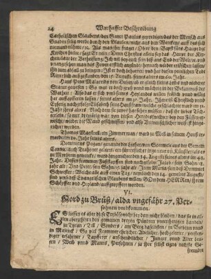 VI. Mord zu Brüß/ alda ungefähr 27. Persohnen umbkommen.
