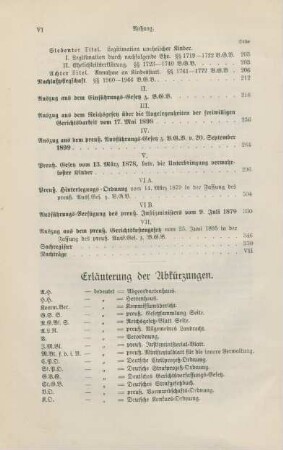 Erläuterung der Abkürzungen.