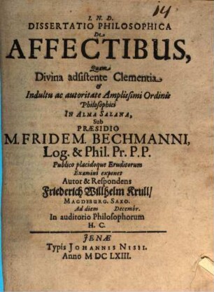 Diss. philos. de affectibus