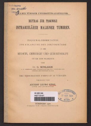 Beitrag zur Prognose intraoculärer maligner Tumoren