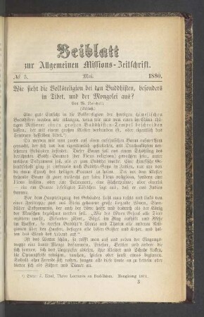 Beiblatt N° 3. Mai. 1880