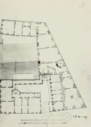 Dresden, Residenschloss, Stallhof, Grundriss des Rüstkammergebäudes