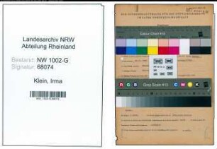 Entnazifizierung Irma Klein, geb. 28.10.1886 (Sekretaerin)