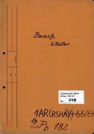 Personenheft Walter Baach (*30.09.1908), Kriminalkommissar