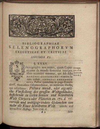 Bibliographiae Selenographorum Exegeticae Et Criticae Specimen VI.