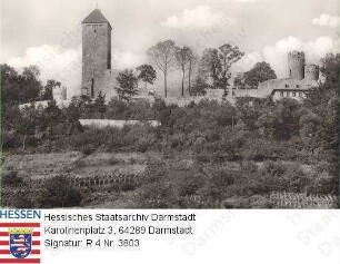 Heppenheim an der Bergstraße, Burgruine Starkenburg / Gesamtansicht zur 1200-Jahrfeier