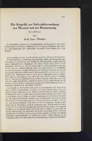 Die Eingriffe zur Unfruchtbarmachung des Mannes und zur Entmannung Mit 3 Abbildungen Von Erich Lexer, München