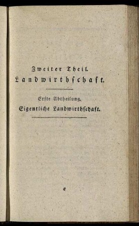 Zweiter Theil. Landwirthschaft.