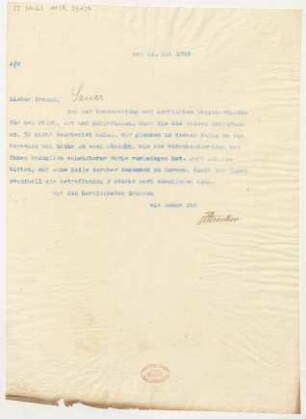 Brief an Emil von Sauer : 12.05.1916