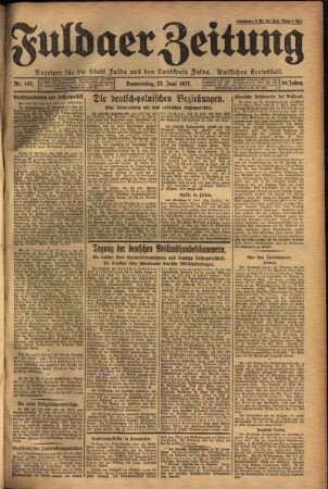 Ausgabe vom Donnerstag, den 23. Juni 1927.