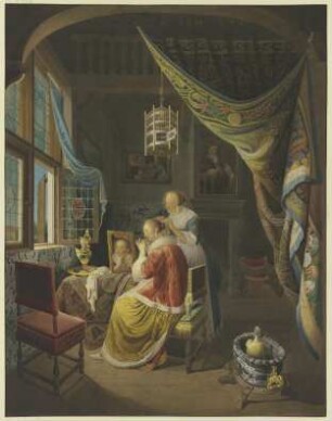 Eine junge Dame bei der Toilette