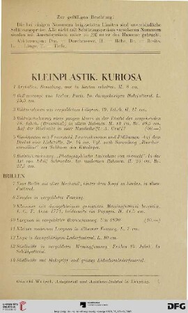 Kleinplastik. Kuriosa (Nr. 1-394)