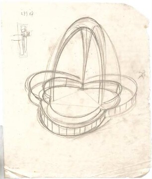 Schneider - Esleben, Paul; Düsseldorf, Rochusmarkt 5; Kath. Kirche St. Rochus - Kuppelbau (Perspektivischer Schnitt)