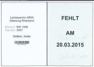 Entnazifizierung Adele Siefken , geb. 27.05.1910 (Putzmacherin)