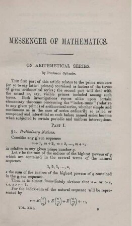 On arithmetical series.