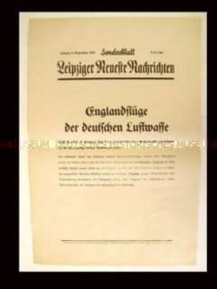 Sonderblatt der "Leipziger Neuesten Nachrichten"