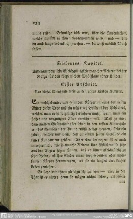 Siebentes Kapitel. Unverantwortliche Gleichgültigkeit mancher Aeltern bei der Sorge für den köperlichen Wohlstand ihrer Kinder
