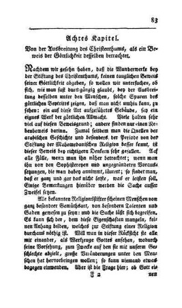 Achtes Kapitel. Von der Ausbreitung des Christenthums, als ein Beweis der Göttlichkeit desselben betrachtet.