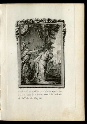 Seylla est meprisèe par Minos après lui avoir remis le Cheveu fatal à la destinée de la Ville de Mégare.