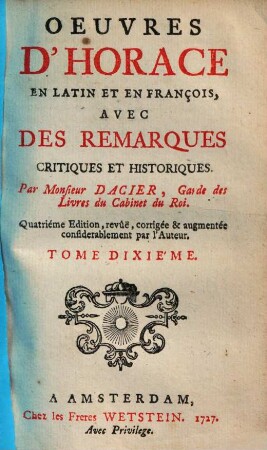 Oeuvres d'Horace : en latin et en français, 10