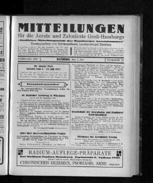 Jahrgang 1927, Hamburg, den 3. Juli, Nummer 27