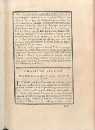 Chapitre Second. De la Distribution du Rez-de-Chaussée du corps du Château.