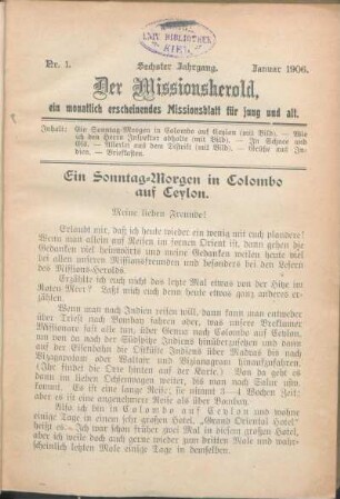 Nr. 1. Sechster Jahrgang. Januar 1906.