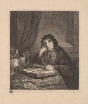 Rembrandts Mutter, am Tisch sitzend