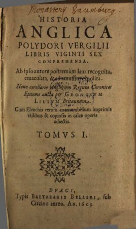 Anglicae historiae libri viginti sex, T. 1