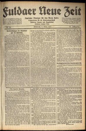 Ausgabe vom Mittwoch, den 08. März 1922.