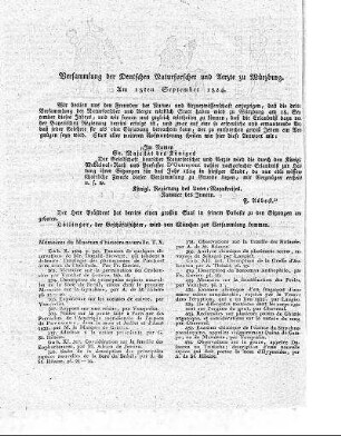 Versammlung der Deutschen Naturforscher und Aerzte zu Würzburg : Am 18ten September 1824